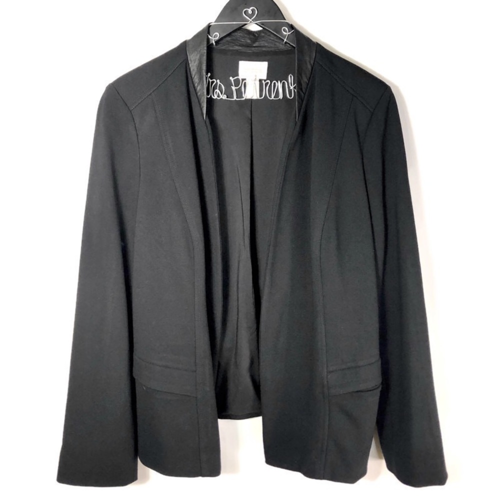 Chico’s Black Blazer with Faux Leather Collar